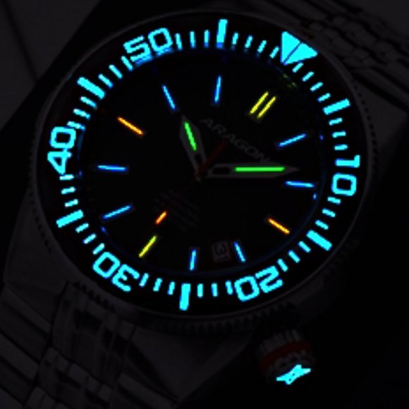 NEW! ARAGON Colored TRITIUM Hercules 44mm Lime Green Dial 20ATM Automatic Watch - Picture 12 of 12